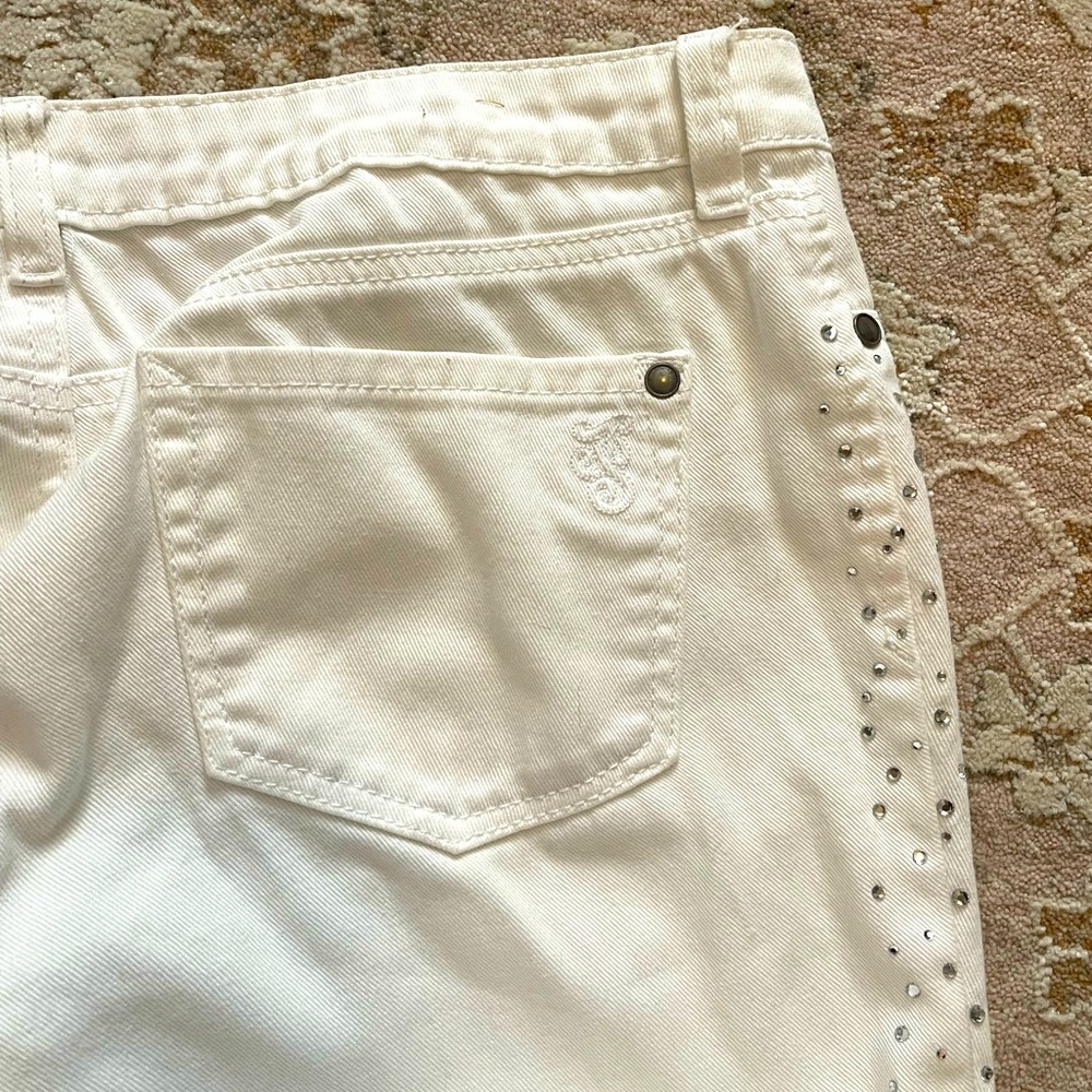 Jessica Simpson White Studded Kiss Me Ankle Jeans